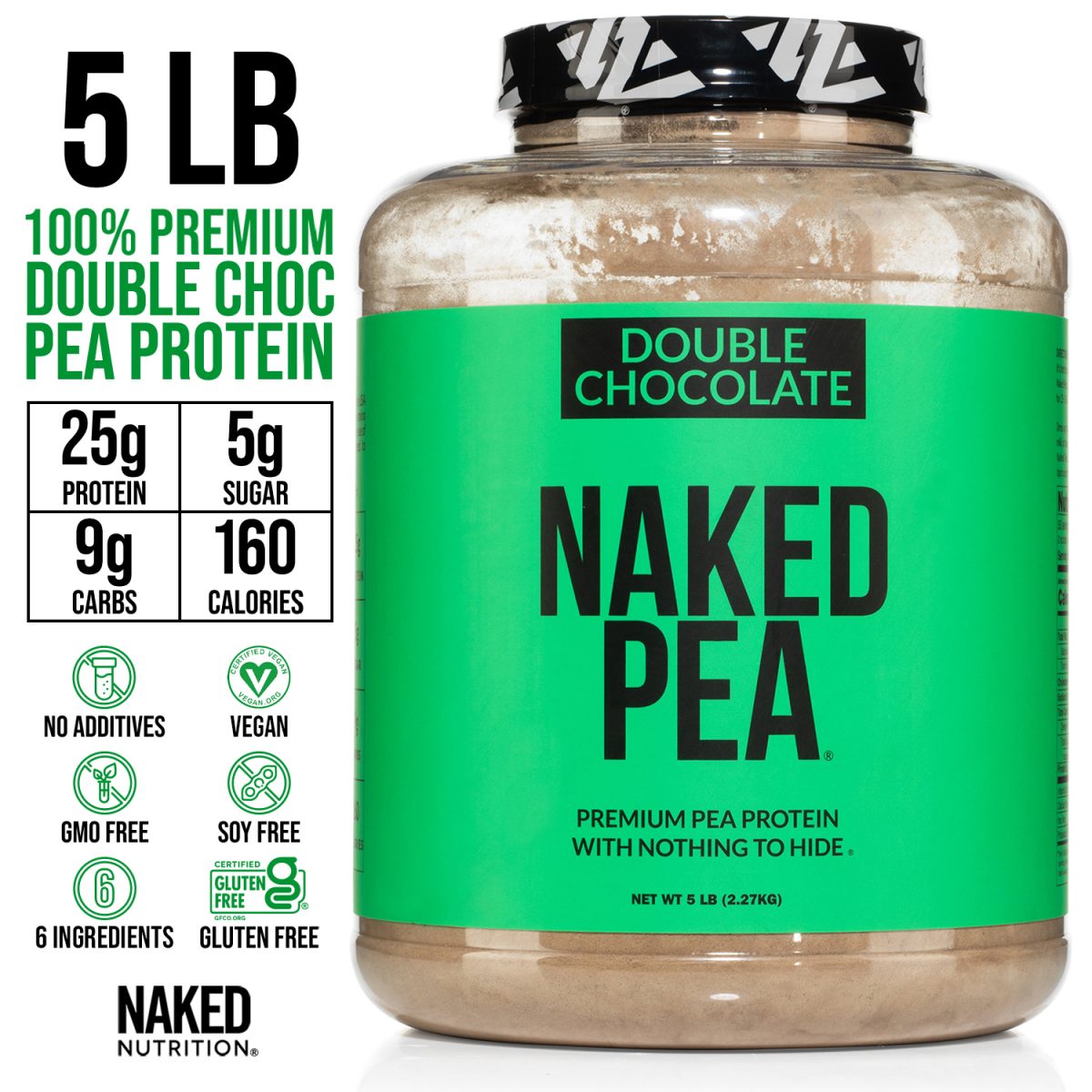 Only 6 ingredients in the double chocolate naked pea protein!