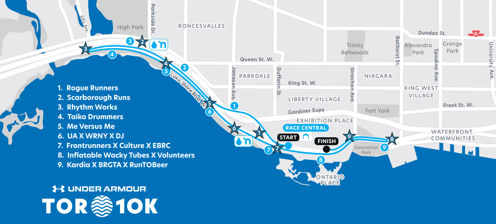 Toronto 10K course map.