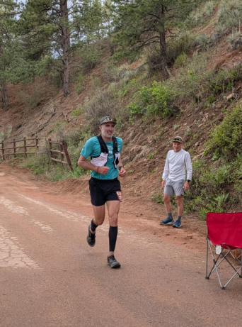 Kyle running the North Fork 50 mile race. PC: Silke Koester