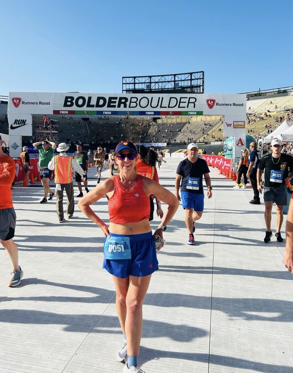 TRR Coach Nicole Thome after running the 2024 BOLDERBoulder 10K.