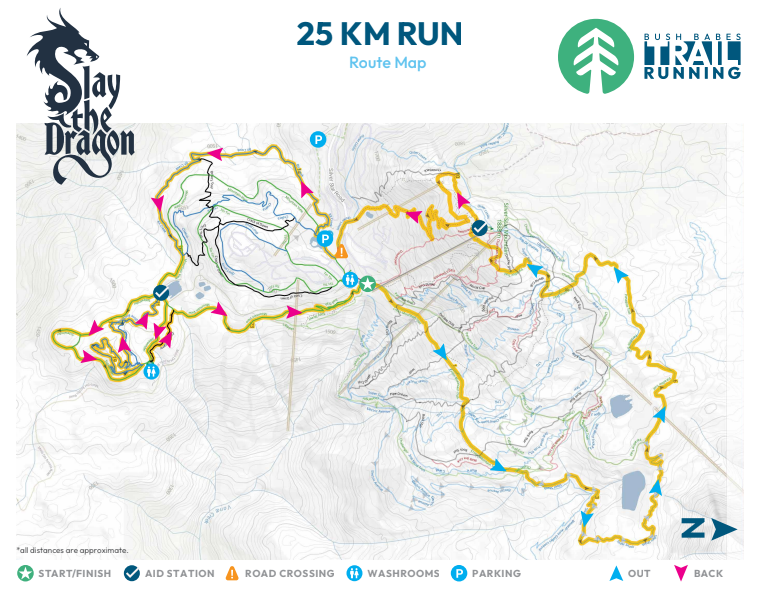 Slay the Dragon 25K race course map.