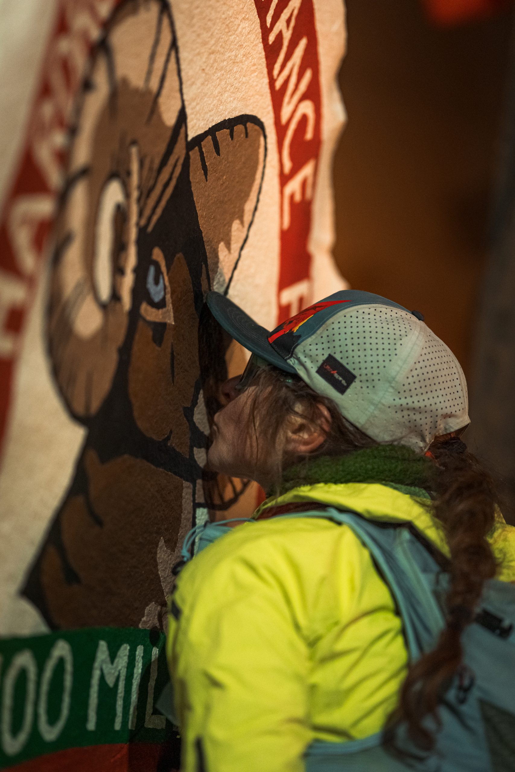 Dandelion kissing the infamous rock at the finish line. PC: Travis McWhorter