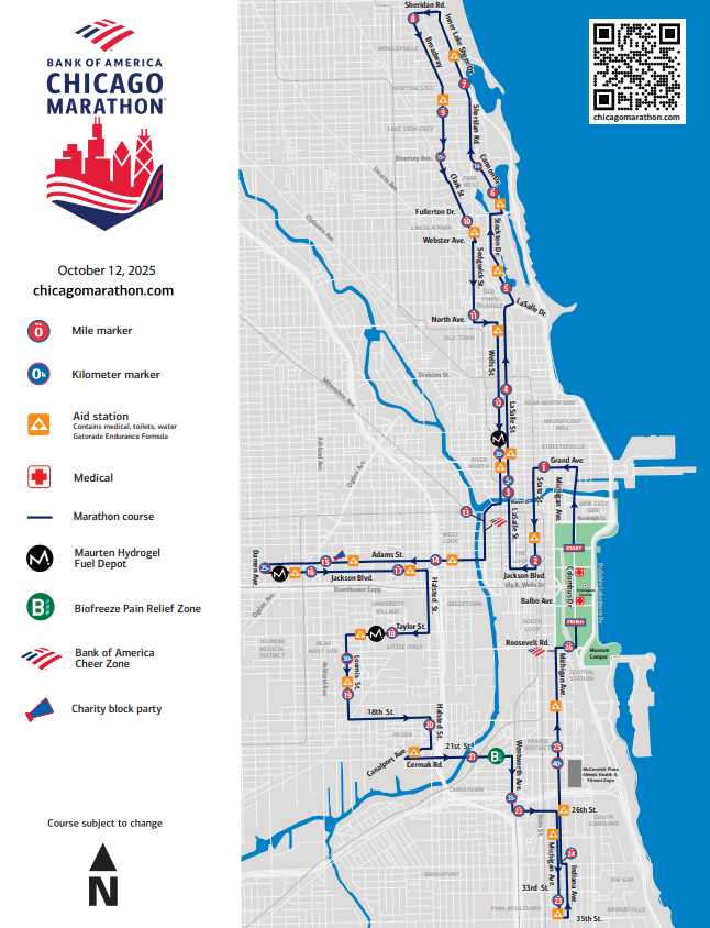 Chicago Marathon course map.