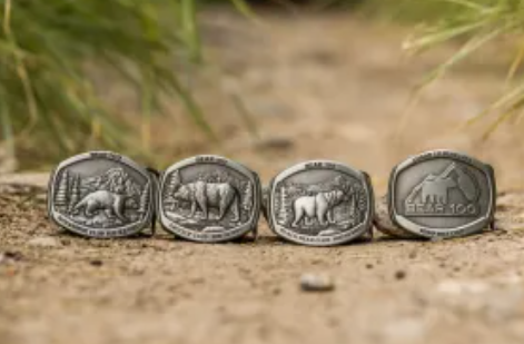 The different buckles on offer for finishing the Bear 100 based on finish time.