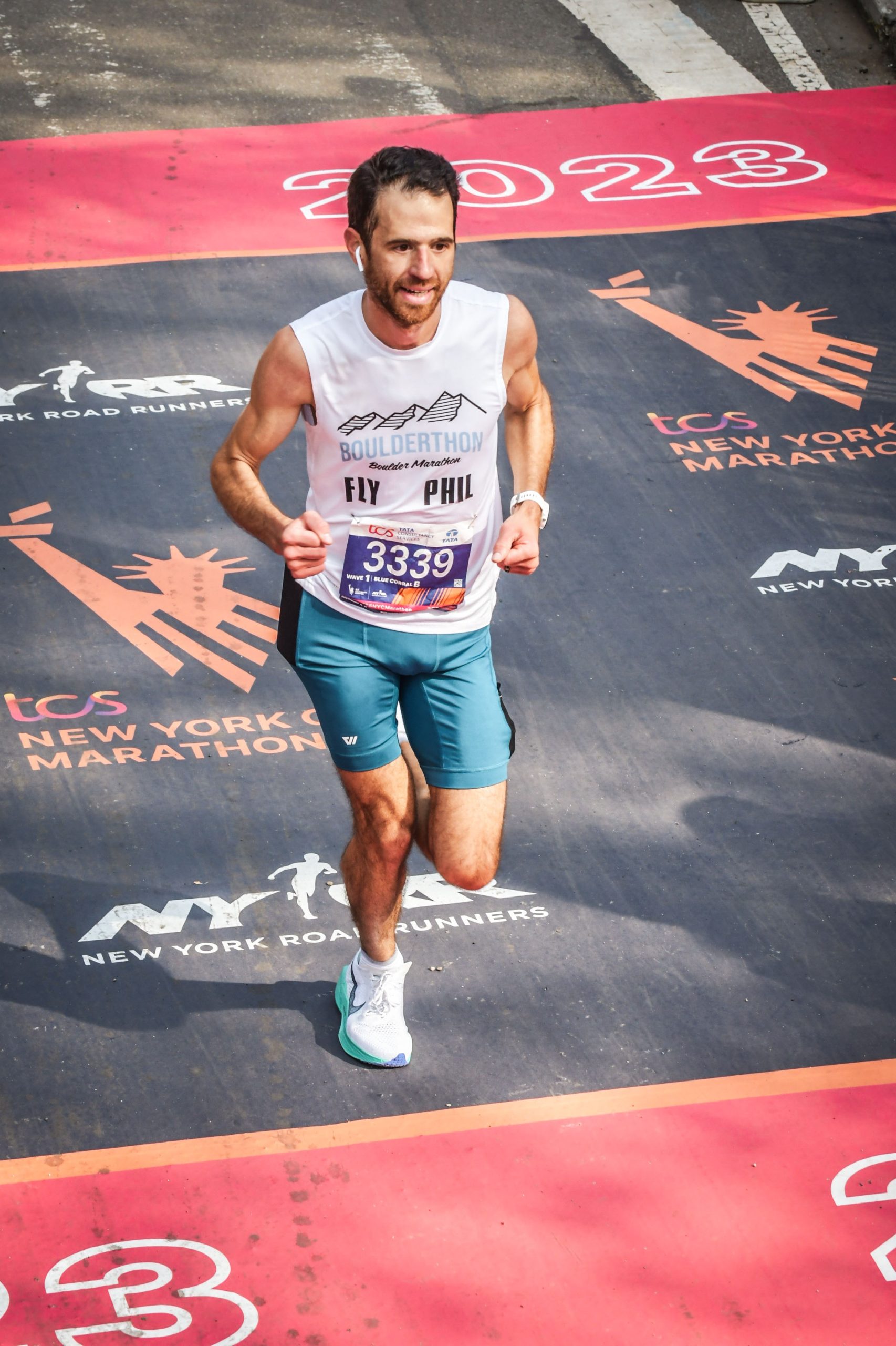 TRR athlete, Phil Shin, finishing the 2023 New York City Marathon.