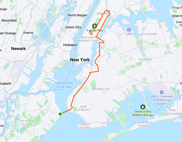 The 2025 New York City Marathon course.