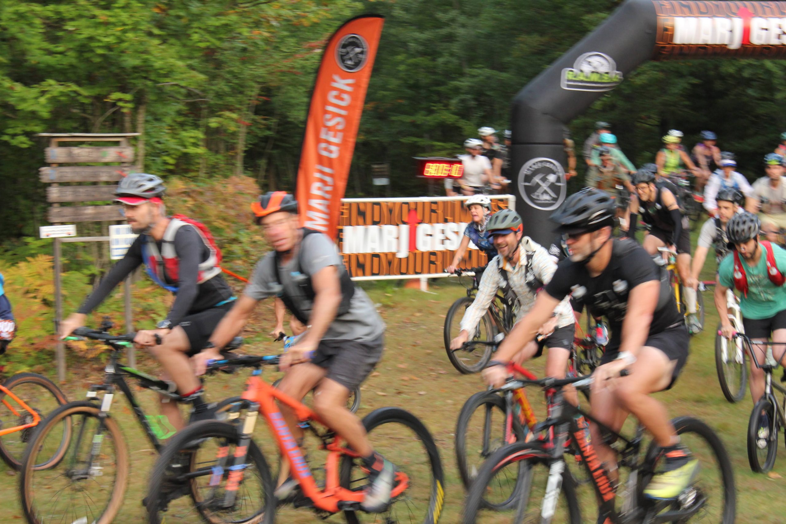 The mountain bike start to the Marji Gesick 100 Mile, an ultramarathon running race!