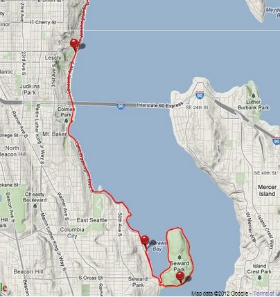 The Seattle Ghost Marathon course map.