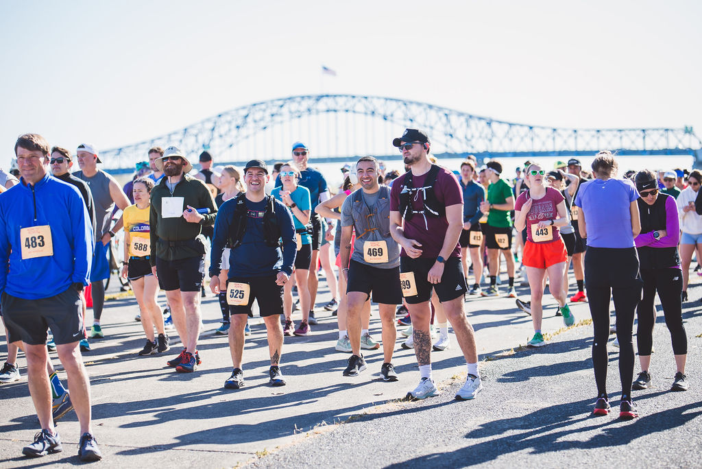 The start line of the Run the River Marathon in WA. 